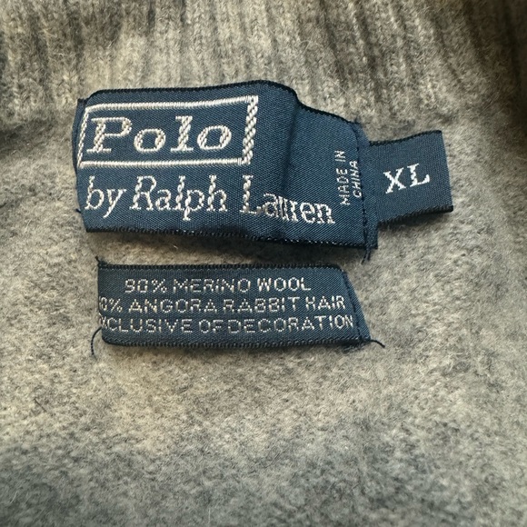 Polo Ralph Lauren Merino Wool Angora Sweater XL Shawl Collar Gray Pullover - Picture 2 of 9